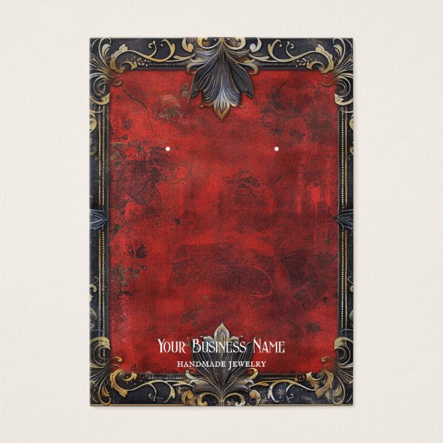 Red Black Gothic Halloween Earring Display Card (Front)