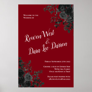 Red Black Gothic Rose Elegant Wedding Poster