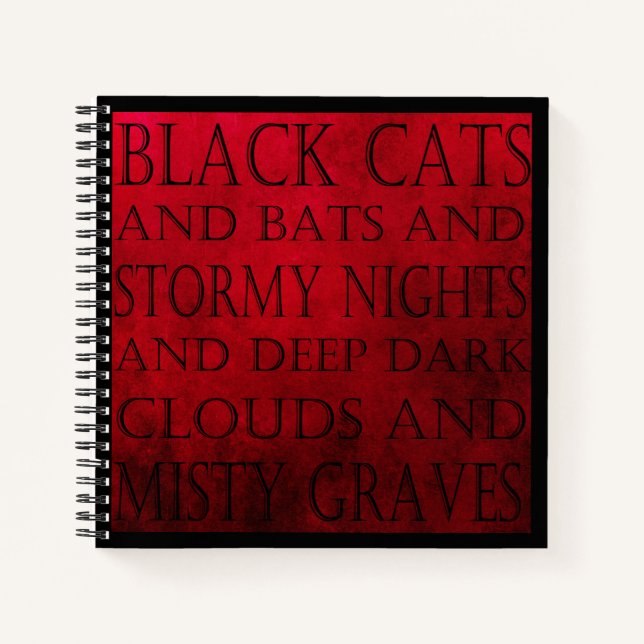Red & Black Gothic Text Notebook (Front)