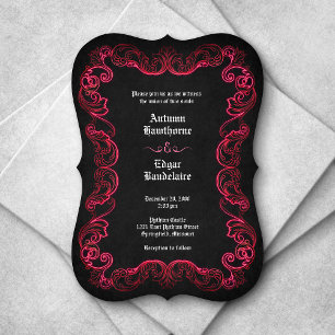 Red Black Gothic Wedding Invitation