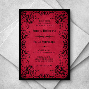 Red Black Gothic Wedding Invitation