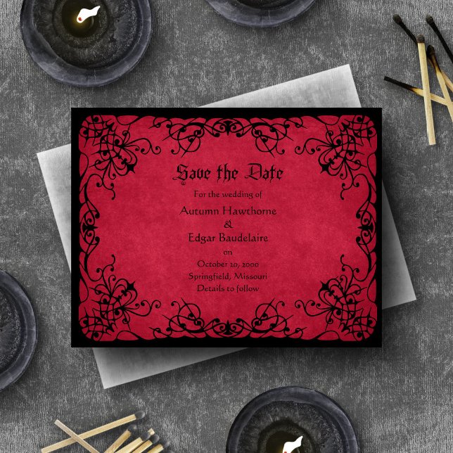 Red Black Gothic Wedding Save The Date (Creator Uploaded)