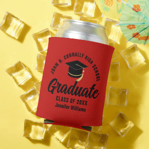 Red Black Graduate Personalised Graduation Party Can Cooler