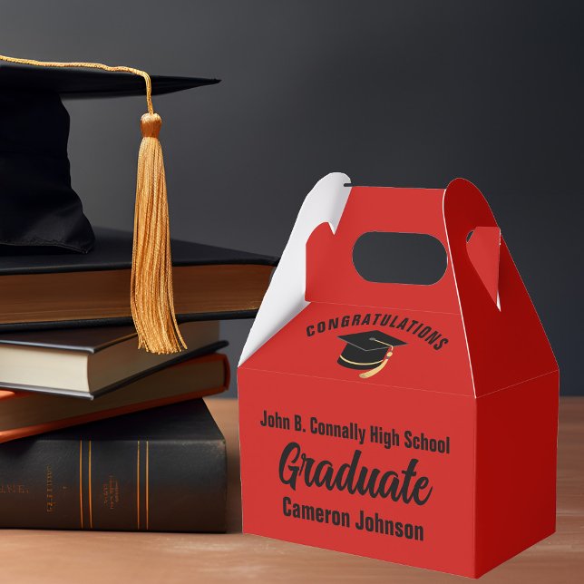 Red Black Graduate Personalised Graduation Party Favour Box (Creator Uploaded)