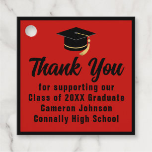 Red Black Graduate Personalized Graduation Party Favour Tags