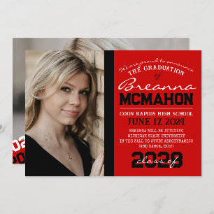 Red & Black Graduation 2 Photo Announcement