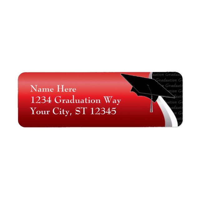 Red & Black Graduation Address Label (Front)