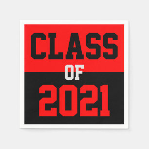 Red & Black Graduation Class of 2021 Napkin