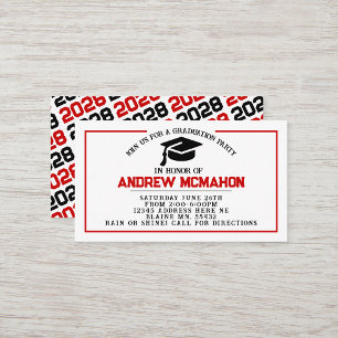 Red & Black Graduation Invite Announcement Insert