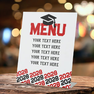 Red & Black Graduation Menu Party Pedestal Sign