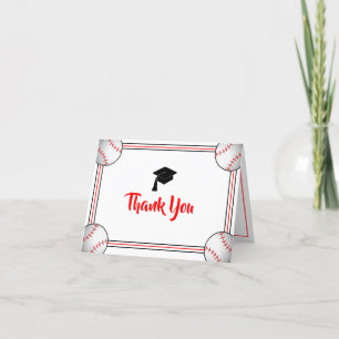 Red & Black Graduation Thank You Card