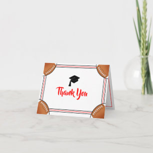 Red & Black Graduation Thank You Card