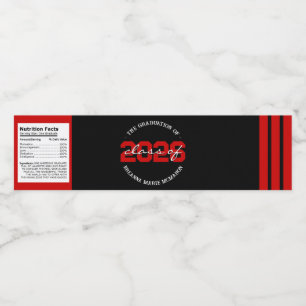Red & Black Graduation Water Bottle Labels