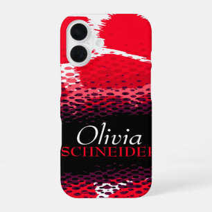Red black graphic animal print iphone case