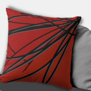 Red Black & Gray Modern Artistic Abstract Cushion