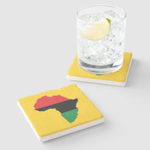 Red, Black & Green Africa Flag Stone Coaster