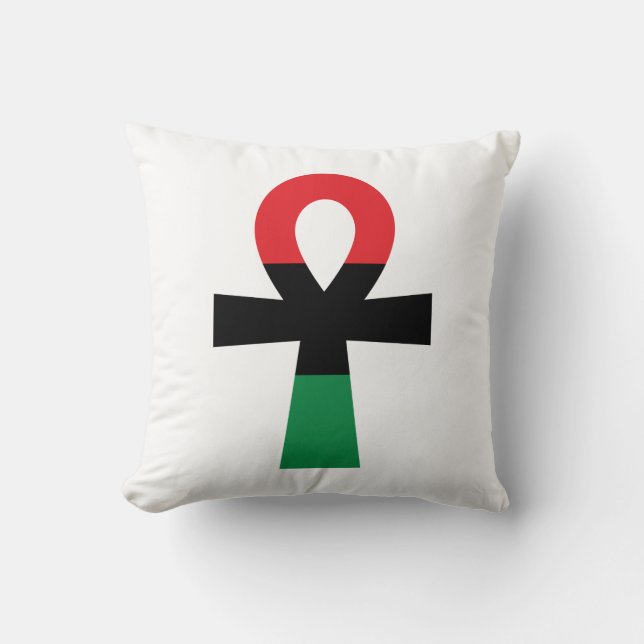 Red, Black & Green Ankh Cushion (Front)