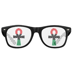 Red, Black & Green Ankh Retro Sunglasses