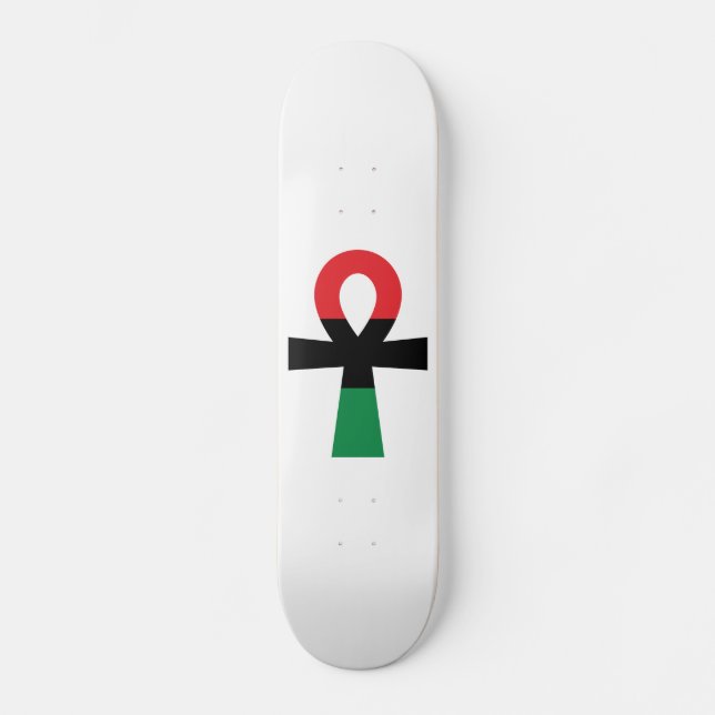 Red, Black & Green Ankh Skateboard (Front)