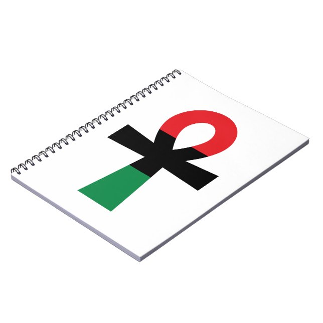 Red, Black & Green Ankh Spiral Notebook (Left Side)