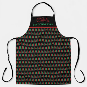 Red Black Green Christmas Tree Pattern Kwanzaa Apron