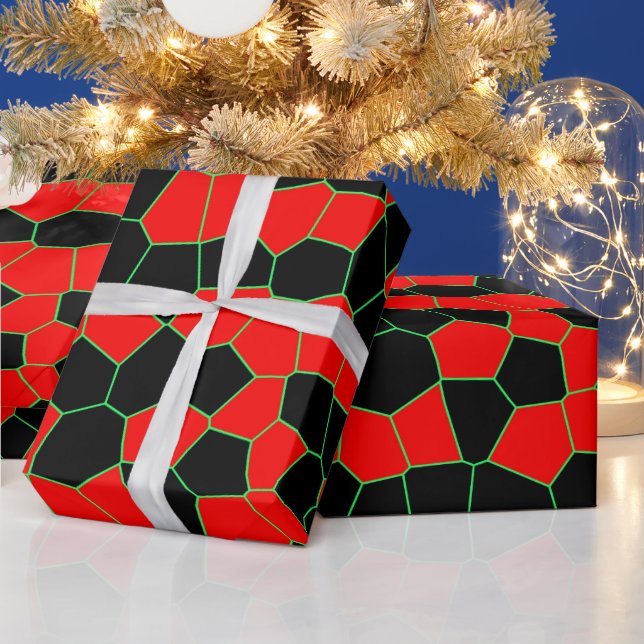 Red Black Green Cool Stylish Trendy Pattern Wrapping Paper (Holidays)