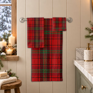 Red Black Green Cosy Plaids Bath Towel Set
