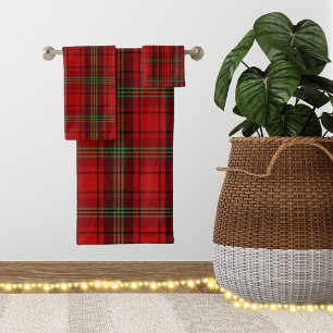 Red Black Green Cosy Plaids  Bath Towel Set