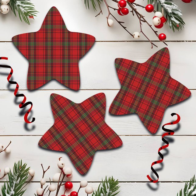 Red Black Green Cosy Plaids  Star Sticker (Creator Uploaded)