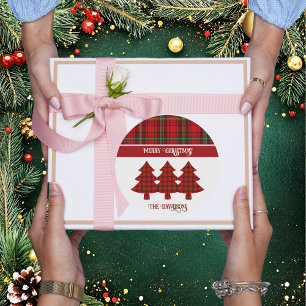 Red Black Green Cosy Tartan Classic Round Sticker