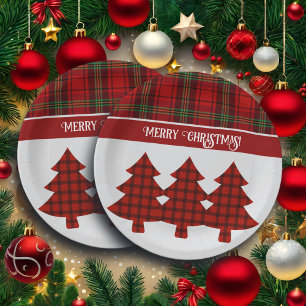 Red Black Green Cosy Tartan Paper Plate