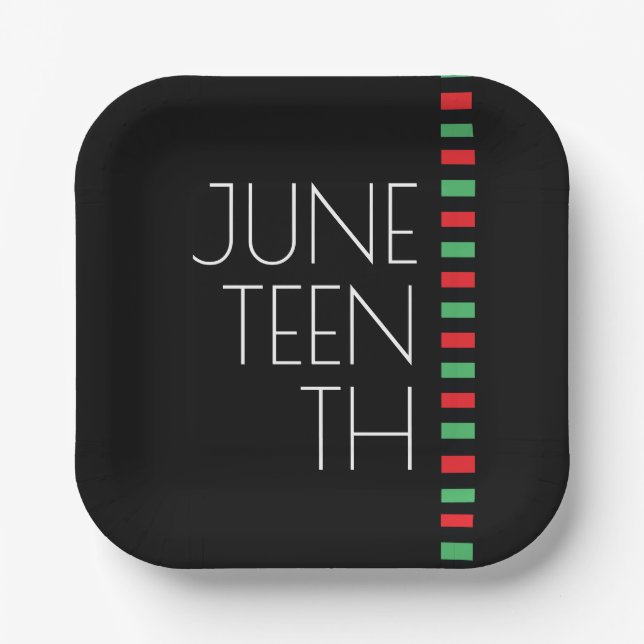 Red Black Green Juneteenth Paper Plate (Front)