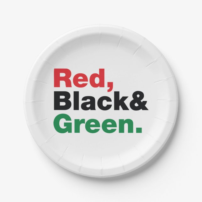 Red, Black & Green. Paper Plate (Front)