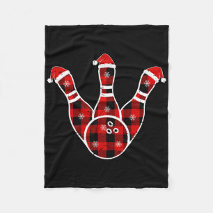 Red Black Green Plaid Christmas Sports Bowling Xma Fleece Blanket