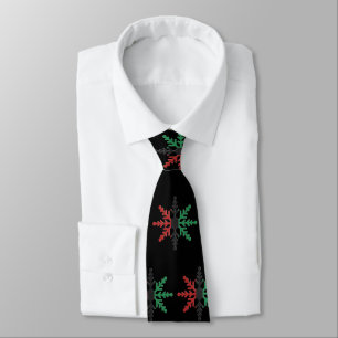 Red Black Green Snowflakes Pattern Kwanzaa Tie