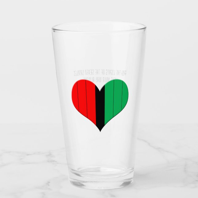 Red Black Green Striped Heart Happy Kwanzaa Glass (Front)