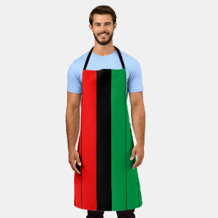 Red Black Green Striped Pattern Kwanzaa Apron