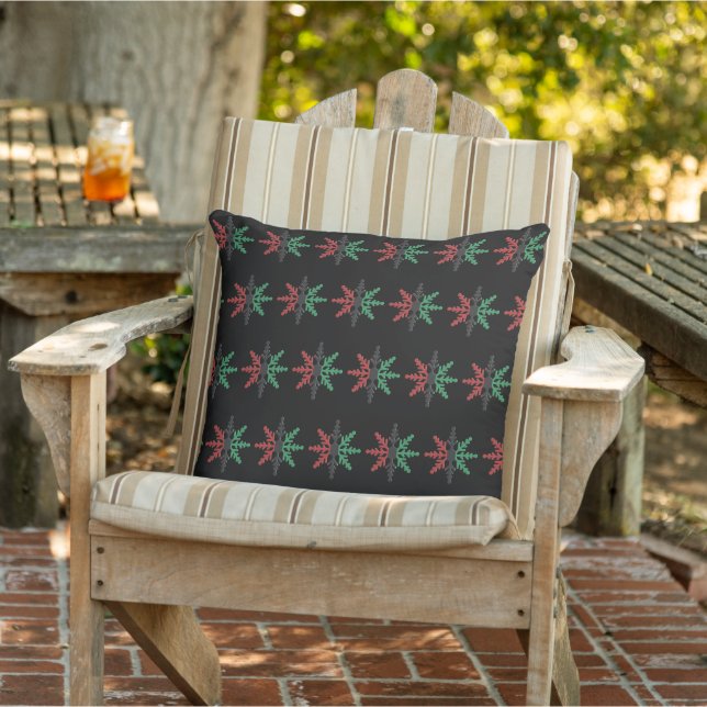 Red Black Green Striped Snowflakes Kwanzaa Cushion (Chair)