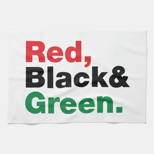 Red, Black & Green. Tea Towel (Horizontal)