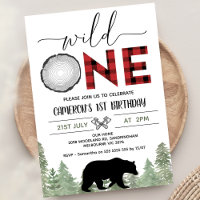 Red Black Green Wild One Lumberjack 1st Birthday