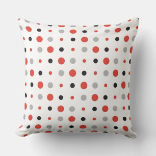 red, black, grey and white dots cushion