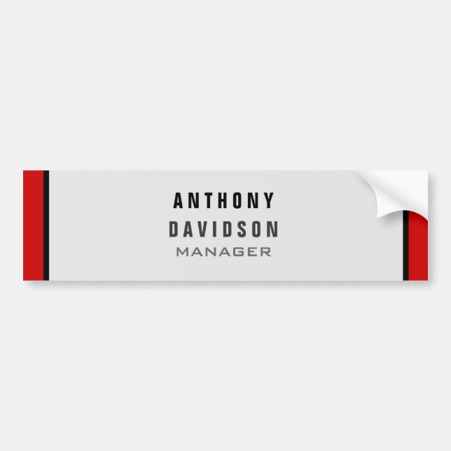 Red Black Grey Border Pattern Business Card Bumper Sticker (Front)