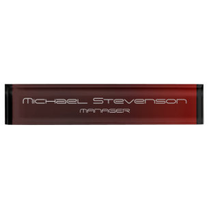 Red Black Grey Elegant Modern Desk Nameplate