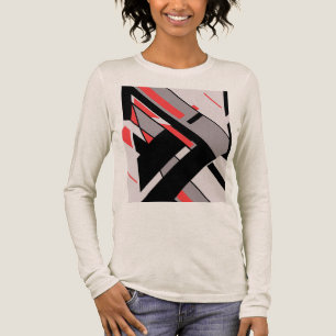 Red Black Grey Geometric MCM-like Diagonal Design Tri-Blend Shirt
