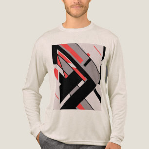 Red Black Grey Geometric MCM-like Diagonal Design Tri-Blend Shirt