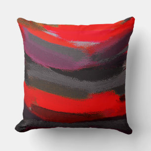 Red Black Grey Purple Abstract Painting Cushion