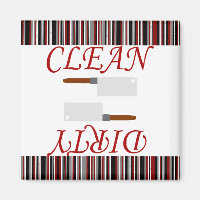 Red Black & Grey Striped Clean or Dirty Dishwasher