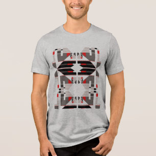 Red Black Grey Symmetrical Southwest Art-inspired Tri-Blend Shirt