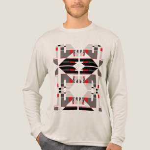 Red Black Grey Symmetrical Southwest Art-inspired Tri-Blend Shirt