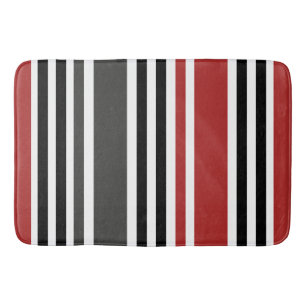 Red Black Grey Vertical Stripes Pattern Bath Mat